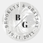 Weiße graue, rustikale Holzfaserstruktur Winterhoc Runder Aufkleber (Vorderseite)