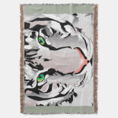 WEIßE/ GRAUE TIGER WURFDECKE DECKE (Vorderseite Vertikal)