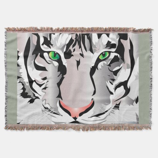 WEIßE/ GRAUE TIGER WURFDECKE DECKE (Vorderseite)