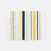 Weiße graugelbe Marineblau Streifen Fleecedecke (Vorderseite (Horizontal))