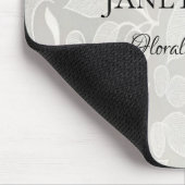 Weiße gravierte Blumen Silber Mousepad (Ecke)