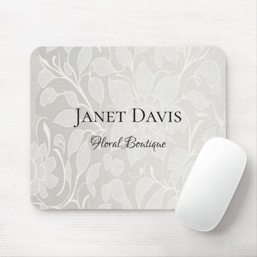 Weiße gravierte Blumen Silber Mousepad (Mit Mouse)
