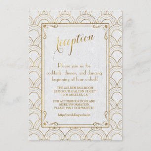 Weiße Great Gatsby Art Deco Goldene Rezeption Einladung