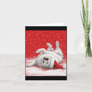 Weiße Great Pyrenees Rotes Weihnachten Langarm Karte