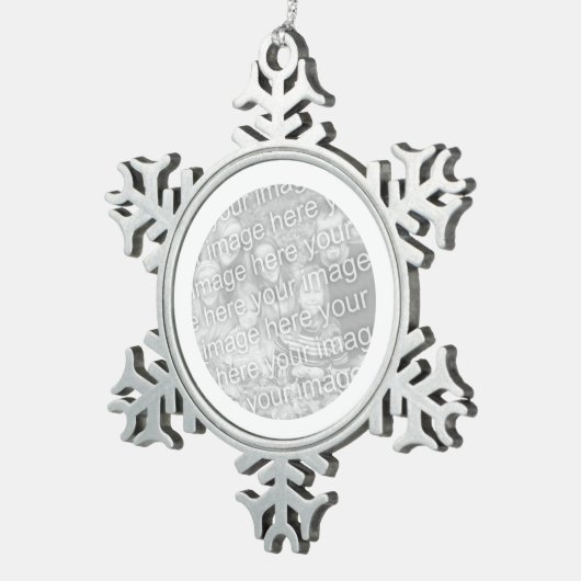 Weiße Grenze Schneeflocken Zinn-Ornament (Rechts)