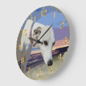Weiße Greyhound-Ölfarbe, Wall-Uhr Große Wanduhr (Winkel)