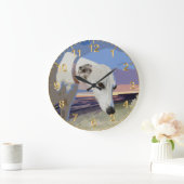 Weiße Greyhound-Ölfarbe, Wall-Uhr Große Wanduhr (Zuhause)