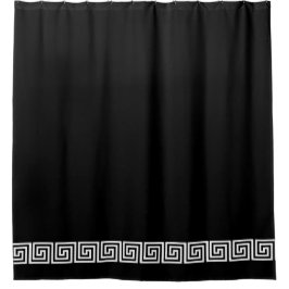 Weiße griechische Tastengrenze für Farbschwarz Duschvorhang