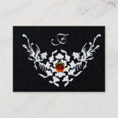 WEISSE GRIFFINEN, ROTES GEM FLORAL MONOGRAM Black Visitenkarte (Rückseite)