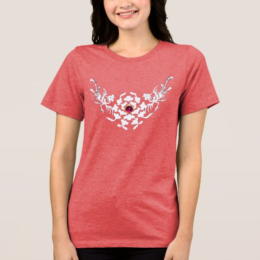 WEISSE GRIFFINEN UND BLUME MIT PINK RUBY GEM Tri-Blend SHIRT (Vorderseite)