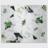 Weiße große Blume Grüne Grüne Graue Minimal VIP Geschenkpapier (Flach)