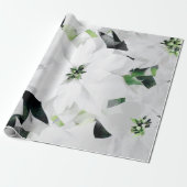 Weiße große Blume Grüne Grüne Graue Minimal VIP Geschenkpapier (Ungerollt)
