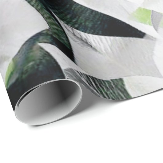 Weiße große Blume Grüne Grüne Graue Minimal VIP Geschenkpapier (Rolleneckpunkt)
