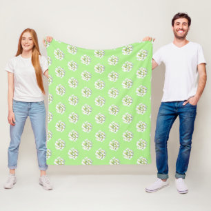 Weiße große Blume Muster Kust. Fleecedecke. Fleecedecke