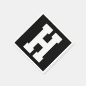 Weiße große moderne Initiale | Schwarz Serviette (Ecke)