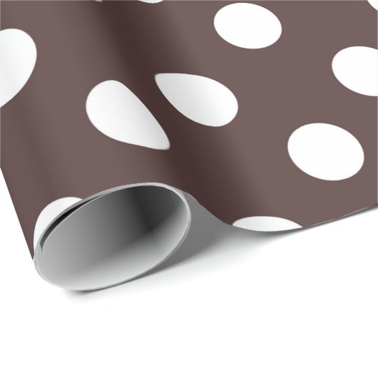 Weiße große Polka-Punkte auf braunem Papier Geschenkpapier (Rolleneckpunkt)