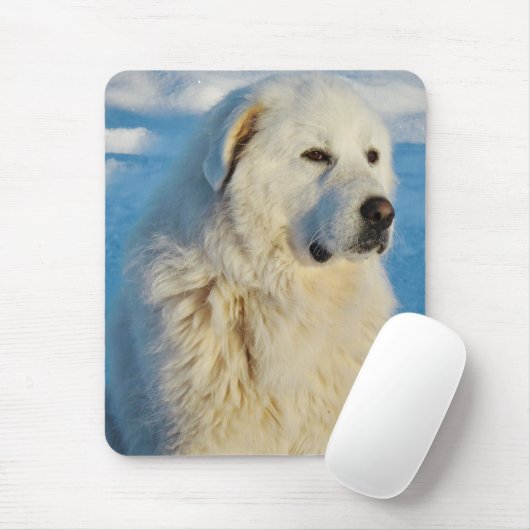 Weiße große Pyrenäen Tierschützer Hund Mousepad (Mit Mouse)