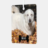 Weiße große Pyrenäen Tierschützer Hund Ornament Aus Metall (Vorderseite links)