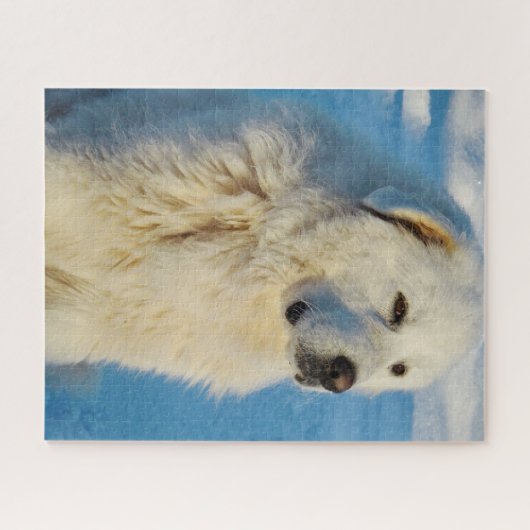 Weiße große Pyrenäen Tierschützer Hund Puzzle (Horizontal)