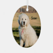 Weiße große Pyrenäen Tierschützer Welpe Ornament Aus Metall (Vorderseite Rechts)