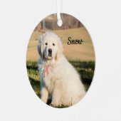 Weiße große Pyrenäen Tierschützer Welpe Ornament Aus Metall (Vorderseite links)