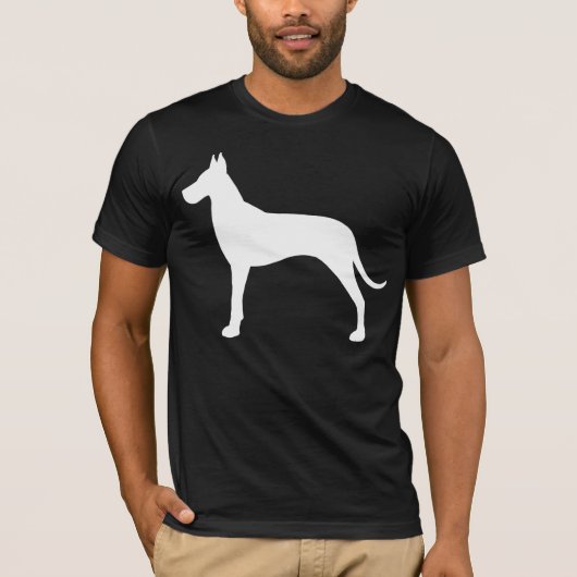 Weiße großer Däne-HundeSilhouette T-Shirt (Vorderseite)