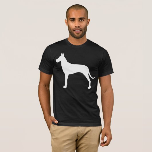 Weiße großer Däne-HundeSilhouette T-Shirt (Vorne ganz)