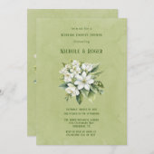 Weiße, grün gestrichene Brautpaare Dusche Einladung (Vorne/Hinten)