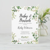 Weiße grüne Babybrunch-Einladung Einladung (Stehend Vorderseite)