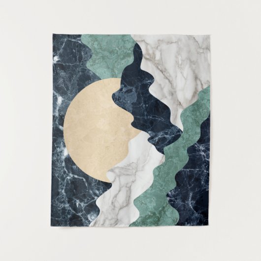 Weiße, grüne beige Marmorberge Landschaft Wandteppich (Vorderseite)