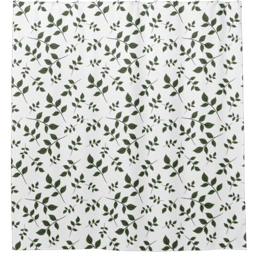 Weiße grüne Blätter Duschvorhang (Vorderseite)