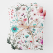 Weiße, grüne, blaue, braune, türkisfarbene Wildblu Geschenkpapier Set (Beispiel)