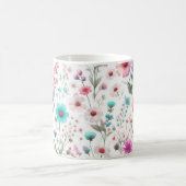 Weiße, grüne, blaue, braune, türkisfarbene Wildblu Kaffeetasse (Mittel)