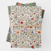 Weiße, grüne, blaue Wildblume Geschenkpapier Set (Beispiel)