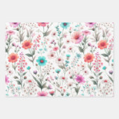 Weiße, grüne, blaue Wildblumen Geschenkpapier Set (Vorderseite 3)