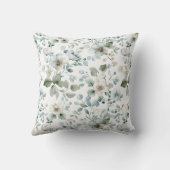 Weiße grüne Blütenblättrige Eukalyptus Grüne Wasse Kissen (Rückseite)