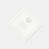 Weiße grüne Champagner-Monogramm-Girlande Geburtst Serviette (Ecke)