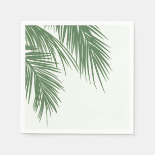 Weiße Grüne Elegante Tropische Palmwedel Hochzeit Serviette