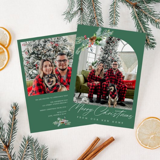 Weiße, grüne Feiertage Feiertagskarte