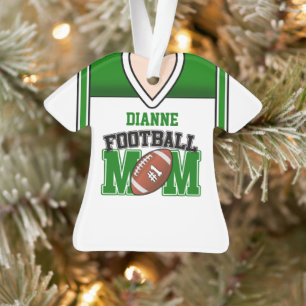 Weiße/grüne Football-Mom-Jersey Ornament