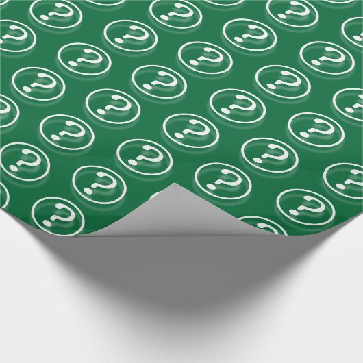 Weiße grüne Fragezeichen Geschenkpapier (Ecke)