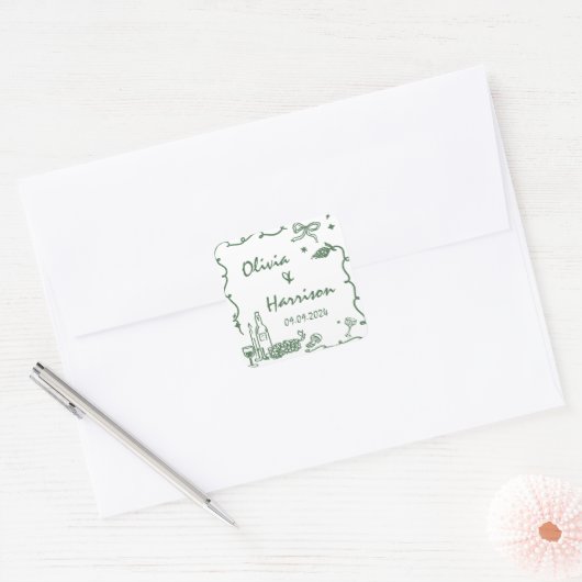 Weiße, grüne Hand Quadratischer Aufkleber (Umschlag)