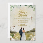 Weiße Grüne Hochzeit Einladung (Vorne/Hinten)