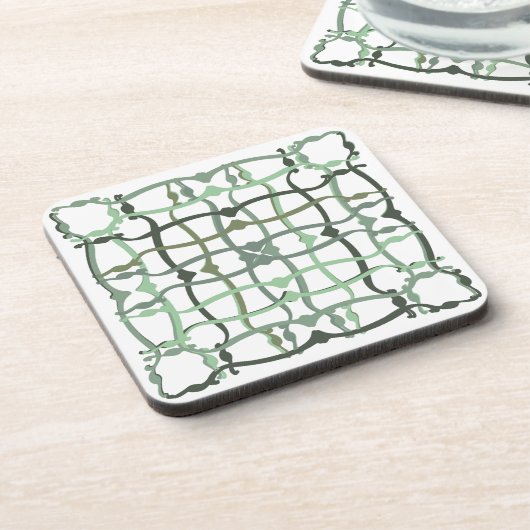 Weiße grüne Kachel Getränkeuntersetzer (Linke Seite)