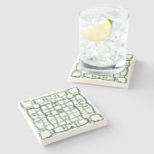 Weiße grüne Kachel Steinuntersetzer (Seitenansicht)