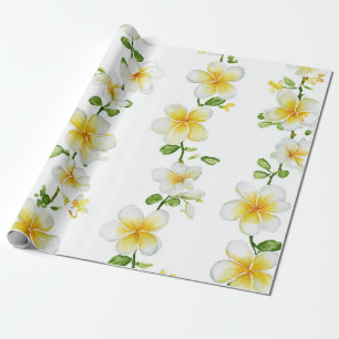 Weiße Grüne Plumerie Hawaii Tropischer Frangipani Geschenkpapier