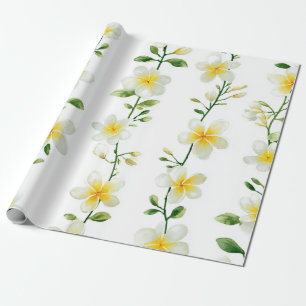 Weiße Grüne Plumerie Hawaii Tropischer Frangipani Geschenkpapier