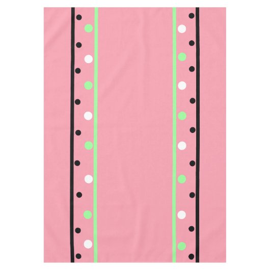 Weiße grüne Polka Dots Pink Tischdecke (Vorderseite)