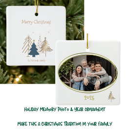 Weiße grüne Rosa und goldene Weihnachtsbäume Keramikornament