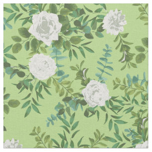 Weiße grüne Rose Blume Stoff